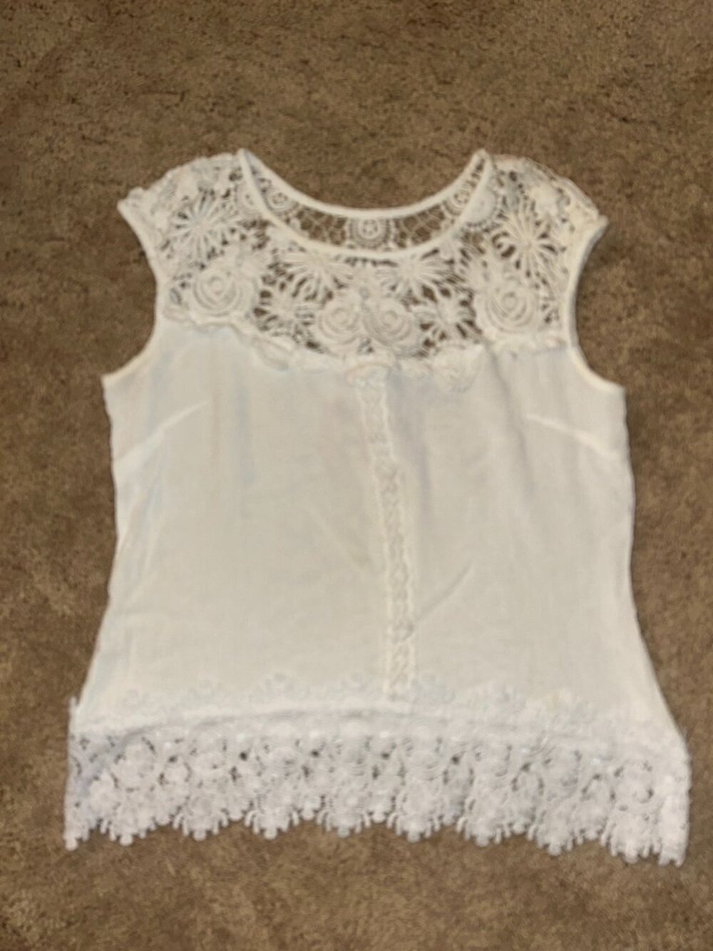 American Rage White Lace Tank Top with Cutout Shoulders